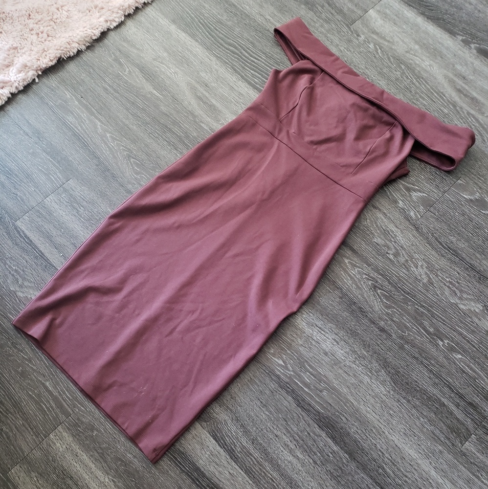 Dark midi off the shoulder dress